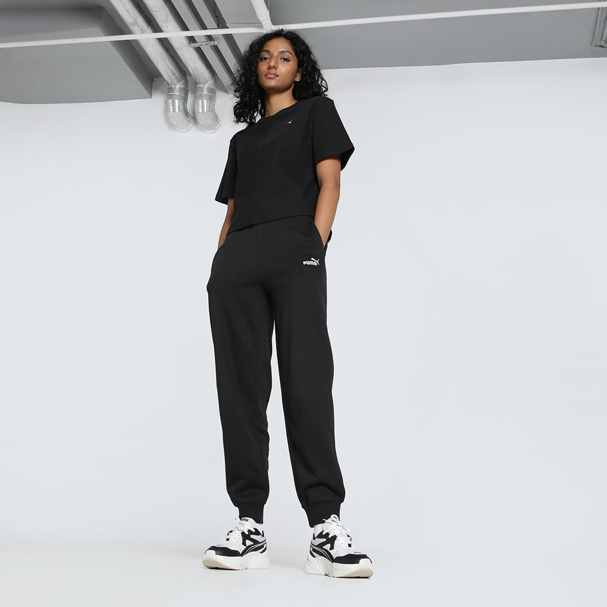 Puma Women Black Ess Small No. 1 Logo Comfort High-Waist Apparels