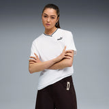 Puma Women White Ess Relaxed V-Neck Tee Apparels