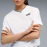 Puma Women White Ess Relaxed V-Neck Tee Apparels