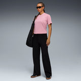 Puma Women Pink Ess Relaxed V-Neck Tee Apparels