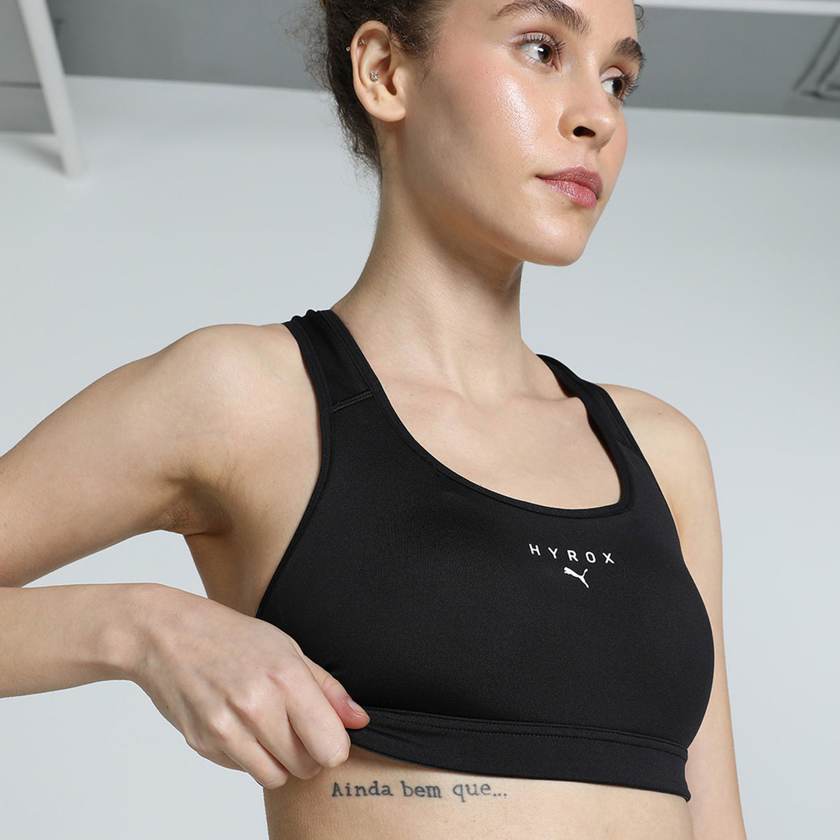 Puma Women Black W Puma X Hyrox Mid Impact Bra Apparels