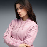 Puma Women Pink Ess Tape Relaxed Full-Zip Hoodie Fl Apparels