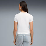 Puma Women White Graphic Stacked Tee Apparels