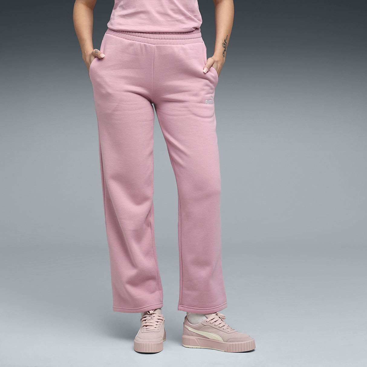 Puma Women Pink Ess Small No. 1 Logo Comfort Straight Pa Apparels