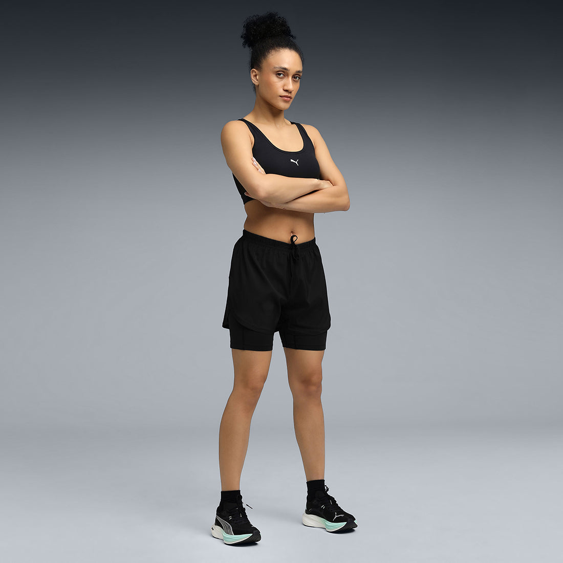 Puma Women Black Active Wear Shorts