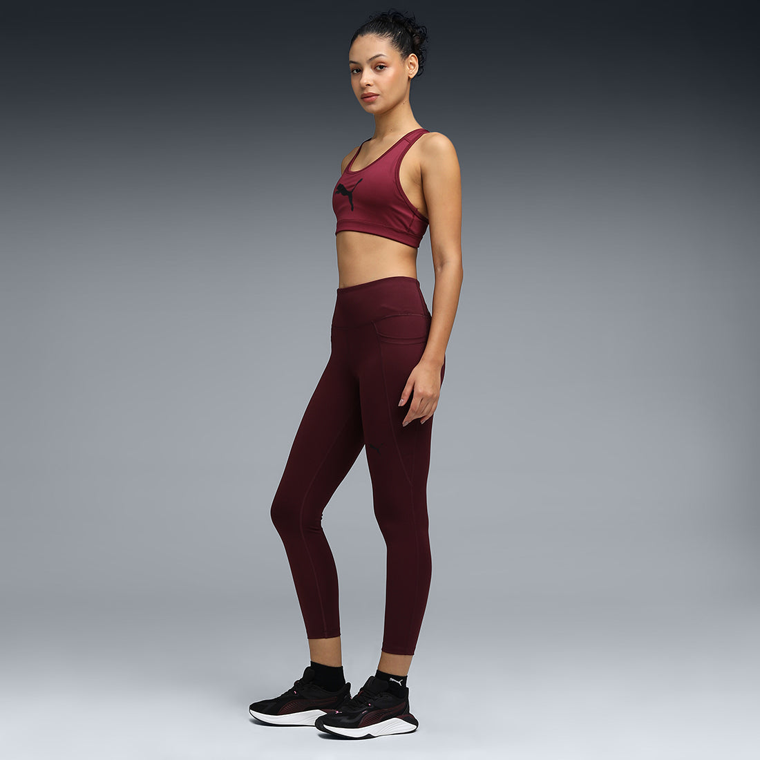 Puma Women Burgundy Active Wear Leggings & Tights