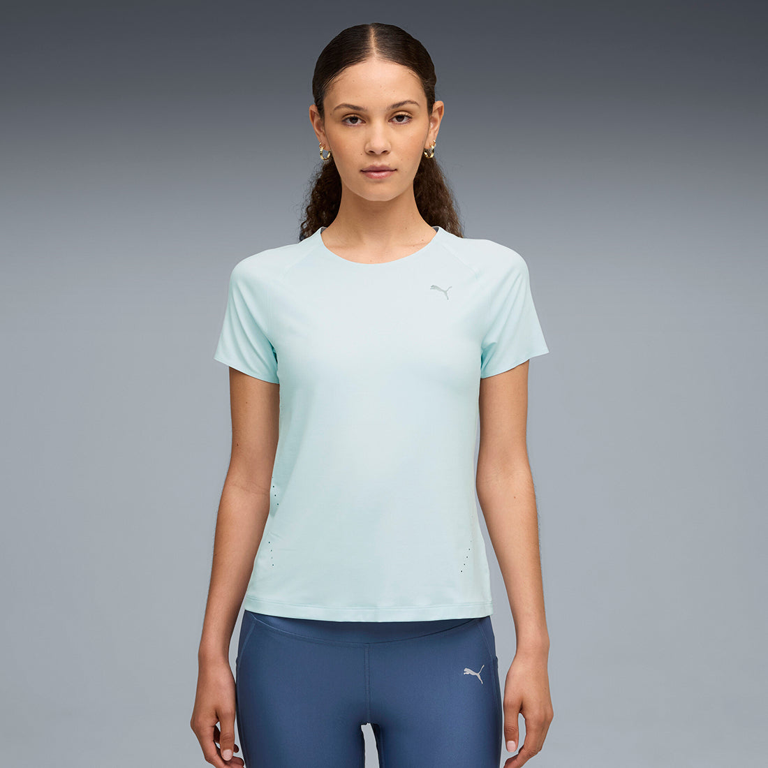 Puma Women Light-Blue Active Wear T-Shirts