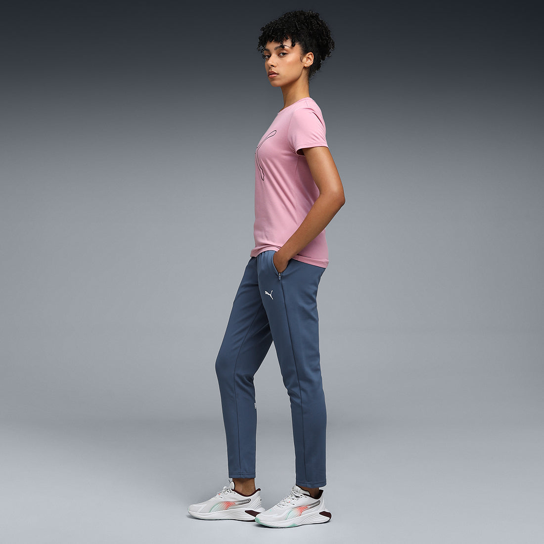 Puma Women Blue-Navy Active Wear Track Pants