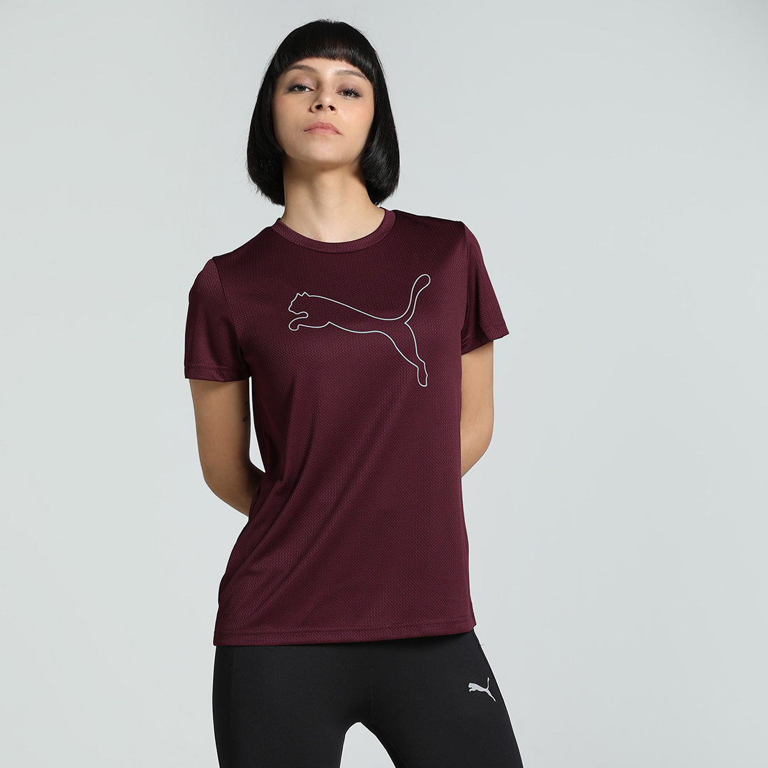 Puma Women Burgundy Active Wear T-Shirts