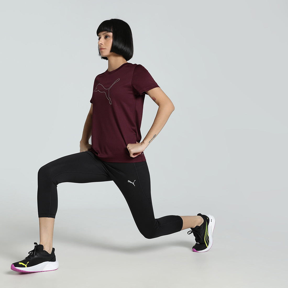 Puma Women Burgundy Active Wear T-Shirts