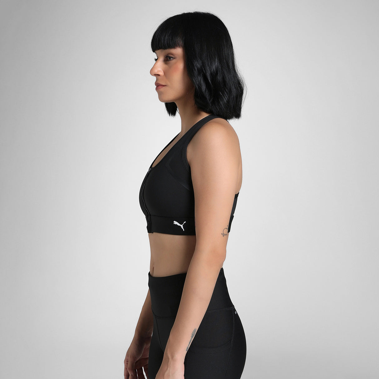 Puma Women Black Front Zip Bra