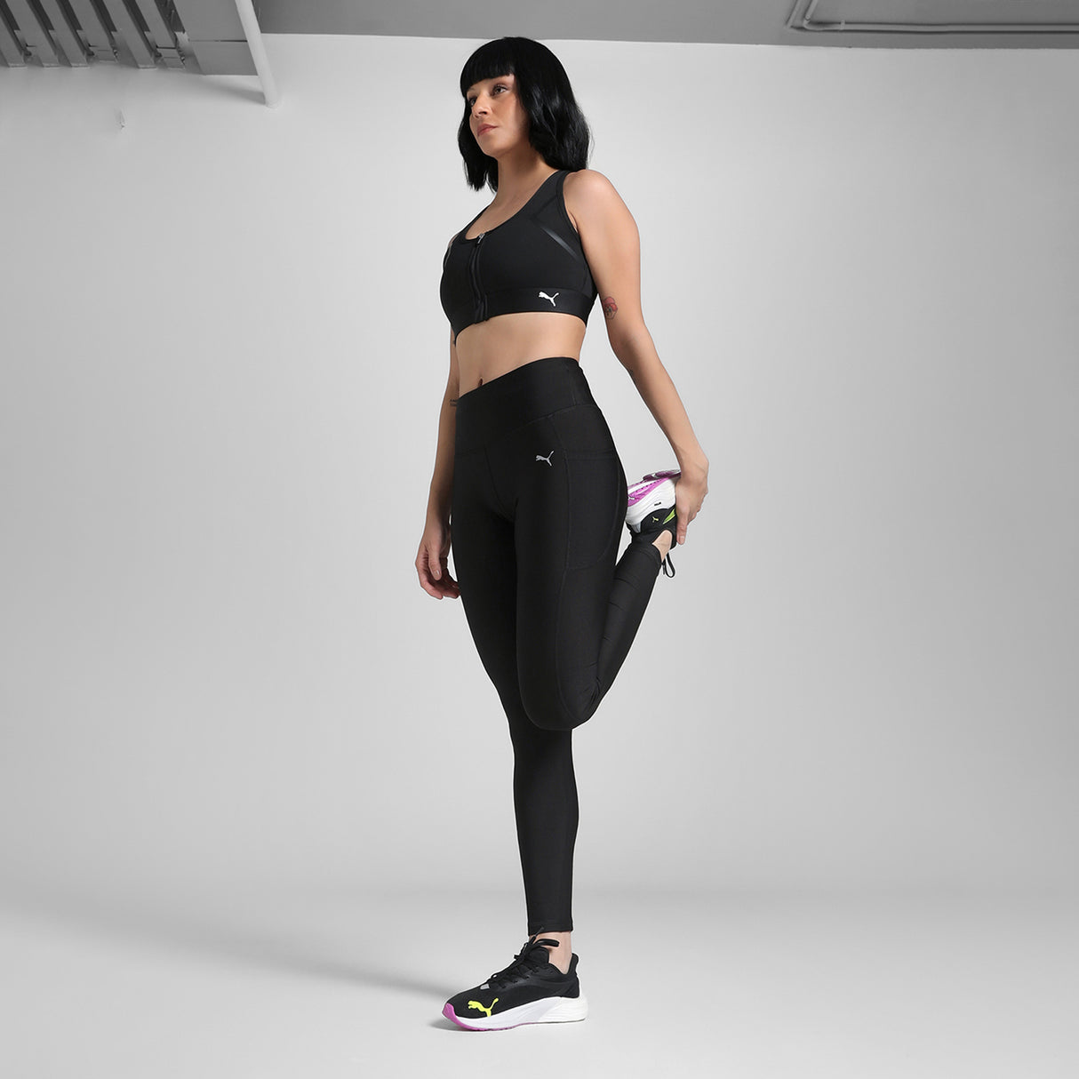 Puma Women Black Front Zip Bra