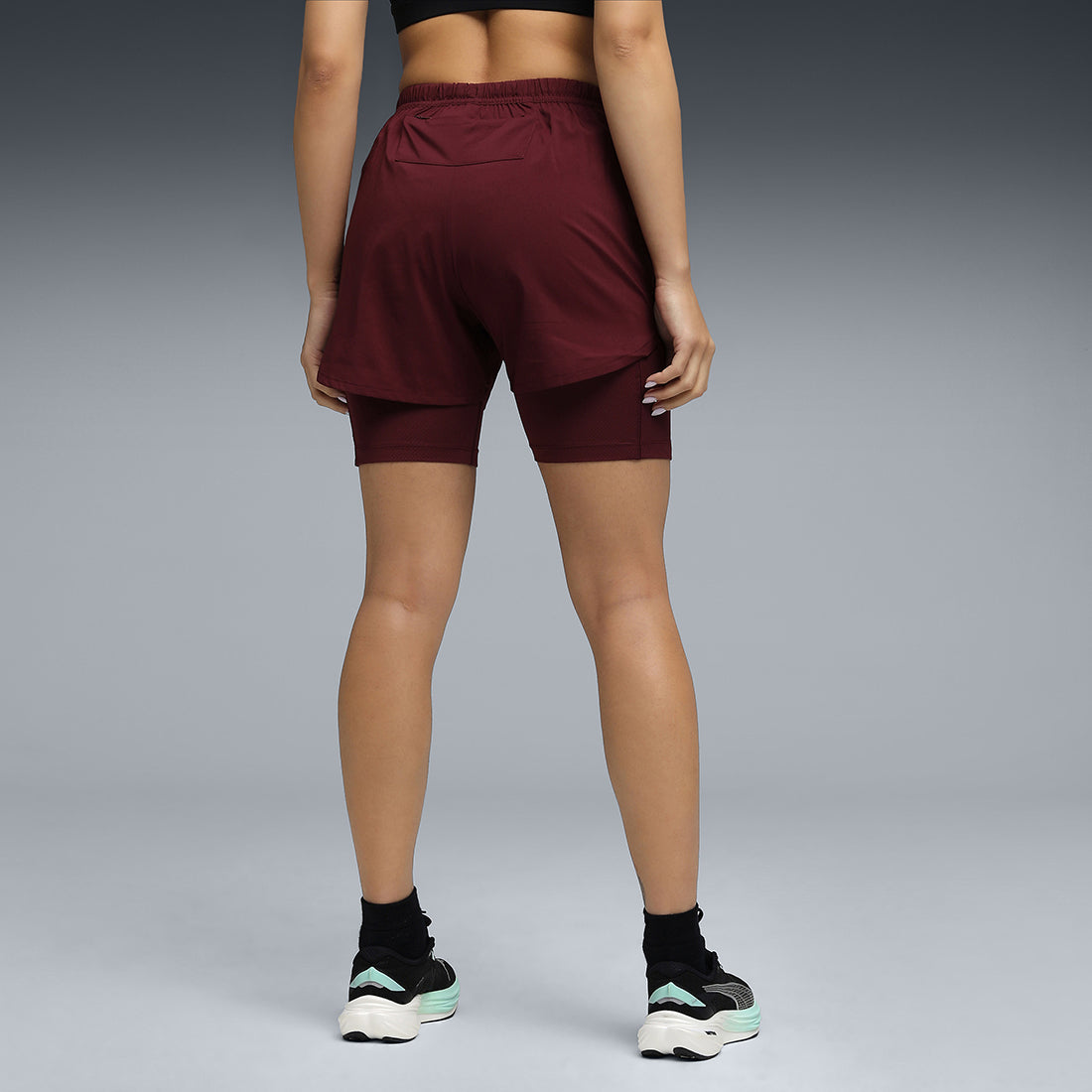 Puma Women Burgundy Active Wear Shorts