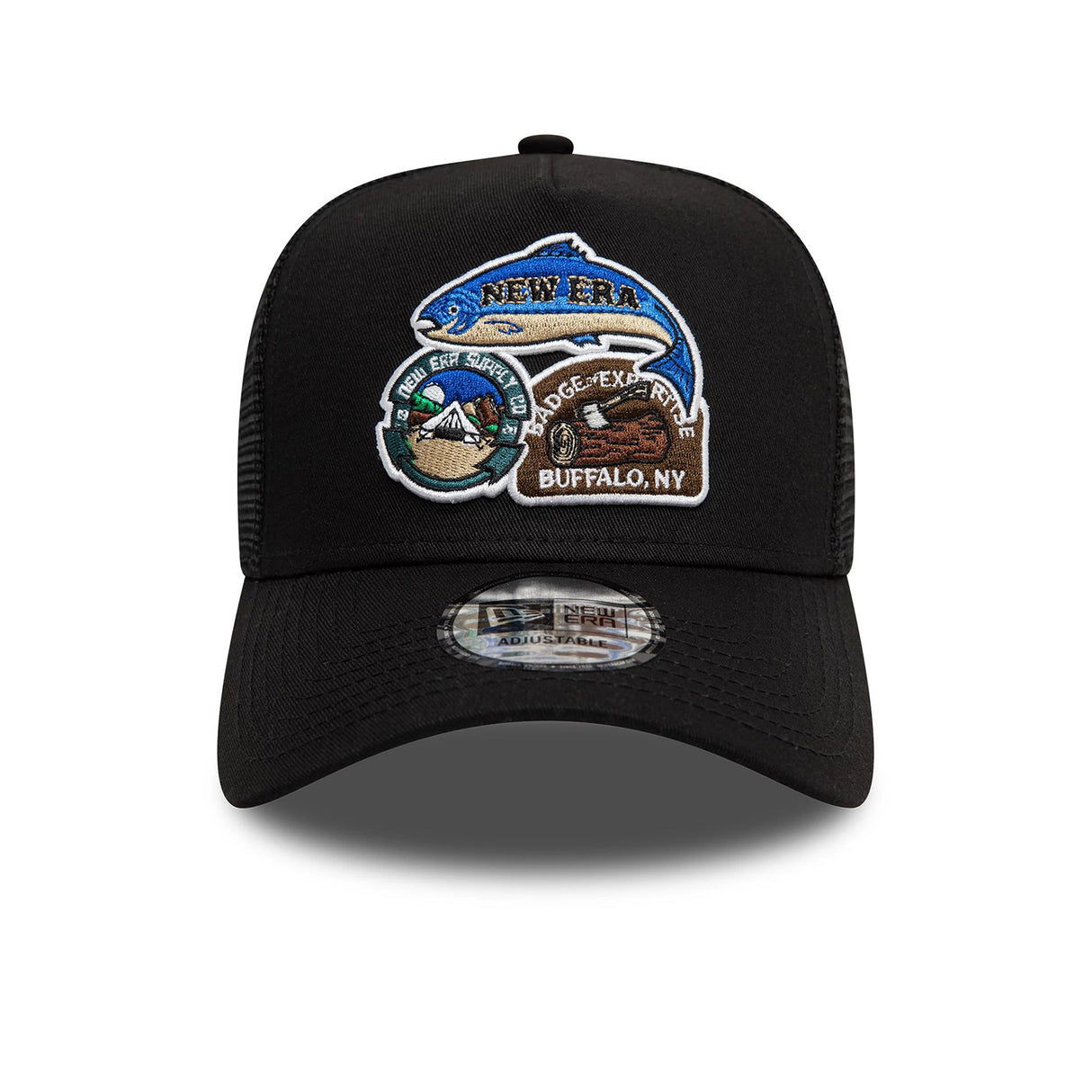 NEW ERA OUTDOOR BLACK 9FORTY A-FRAME TRUCKER ADJUSTABLE CAP