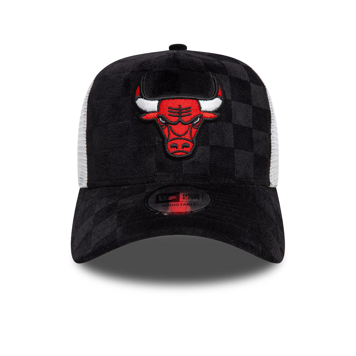 CHICAGO BULLS TONAL CHECK BLACK 9FORTY A-FRAME TRUCKER ADJUSTABLE CAP