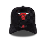 CHICAGO BULLS TONAL CHECK BLACK 9FORTY A-FRAME TRUCKER ADJUSTABLE CAP