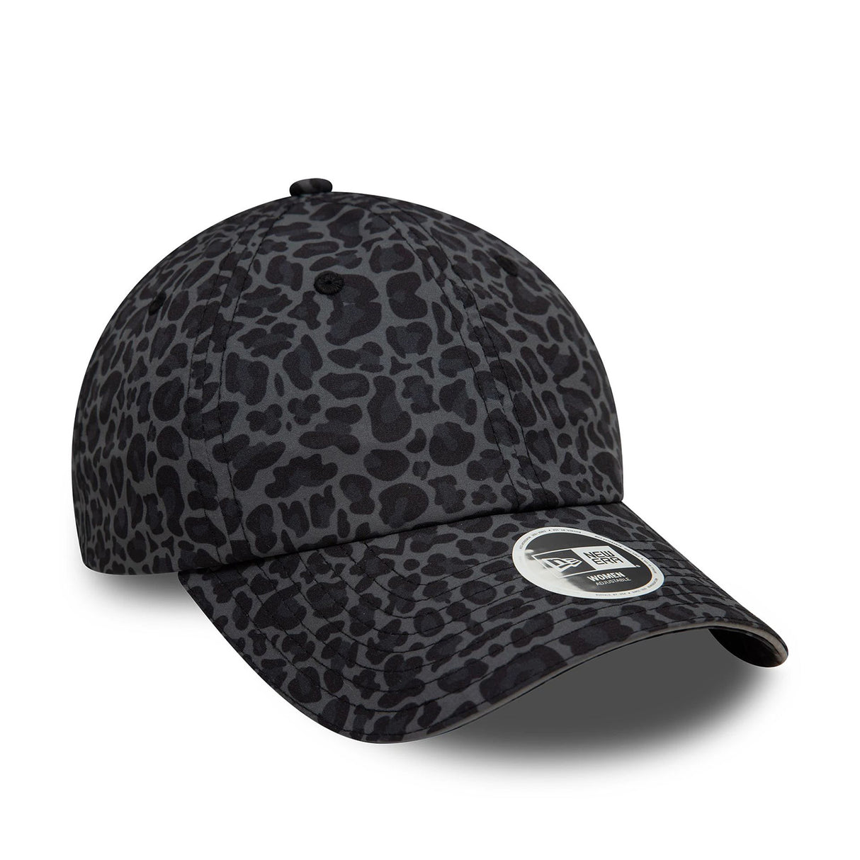 WOMENS NEW ERA ALL OVER PRINT BLACK LEOPARD PRINT OPEN BACK ADJUSTABLE CAP