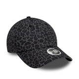 WOMENS NEW ERA ALL OVER PRINT BLACK LEOPARD PRINT OPEN BACK ADJUSTABLE CAP