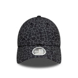 WOMENS NEW ERA ALL OVER PRINT BLACK LEOPARD PRINT OPEN BACK ADJUSTABLE CAP