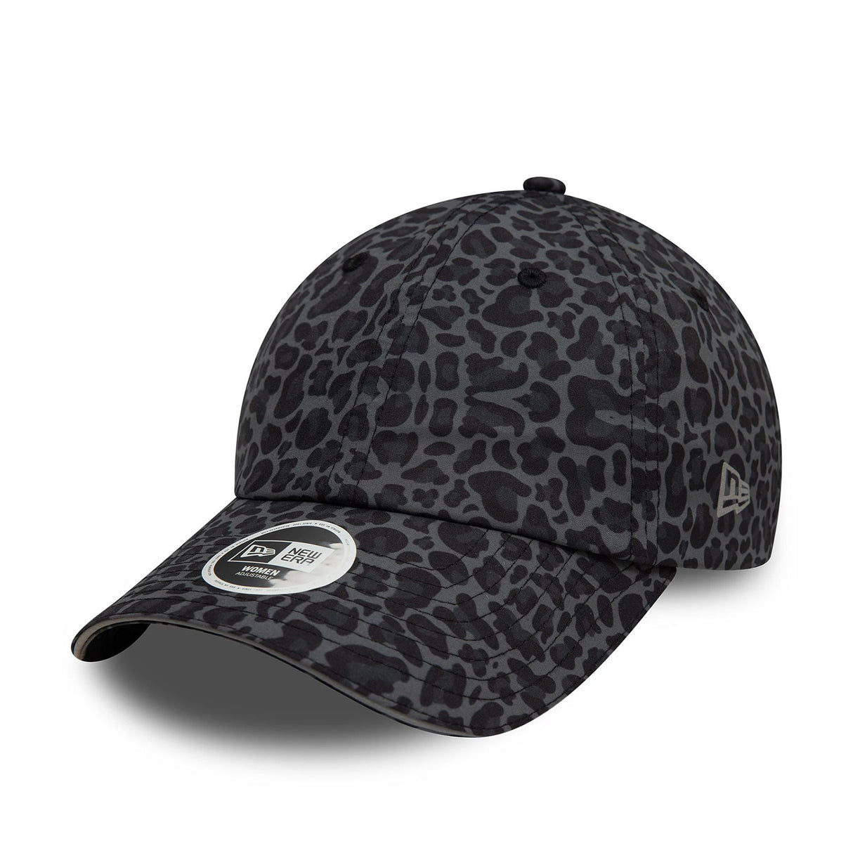 WOMENS NEW ERA ALL OVER PRINT BLACK LEOPARD PRINT OPEN BACK ADJUSTABLE CAP