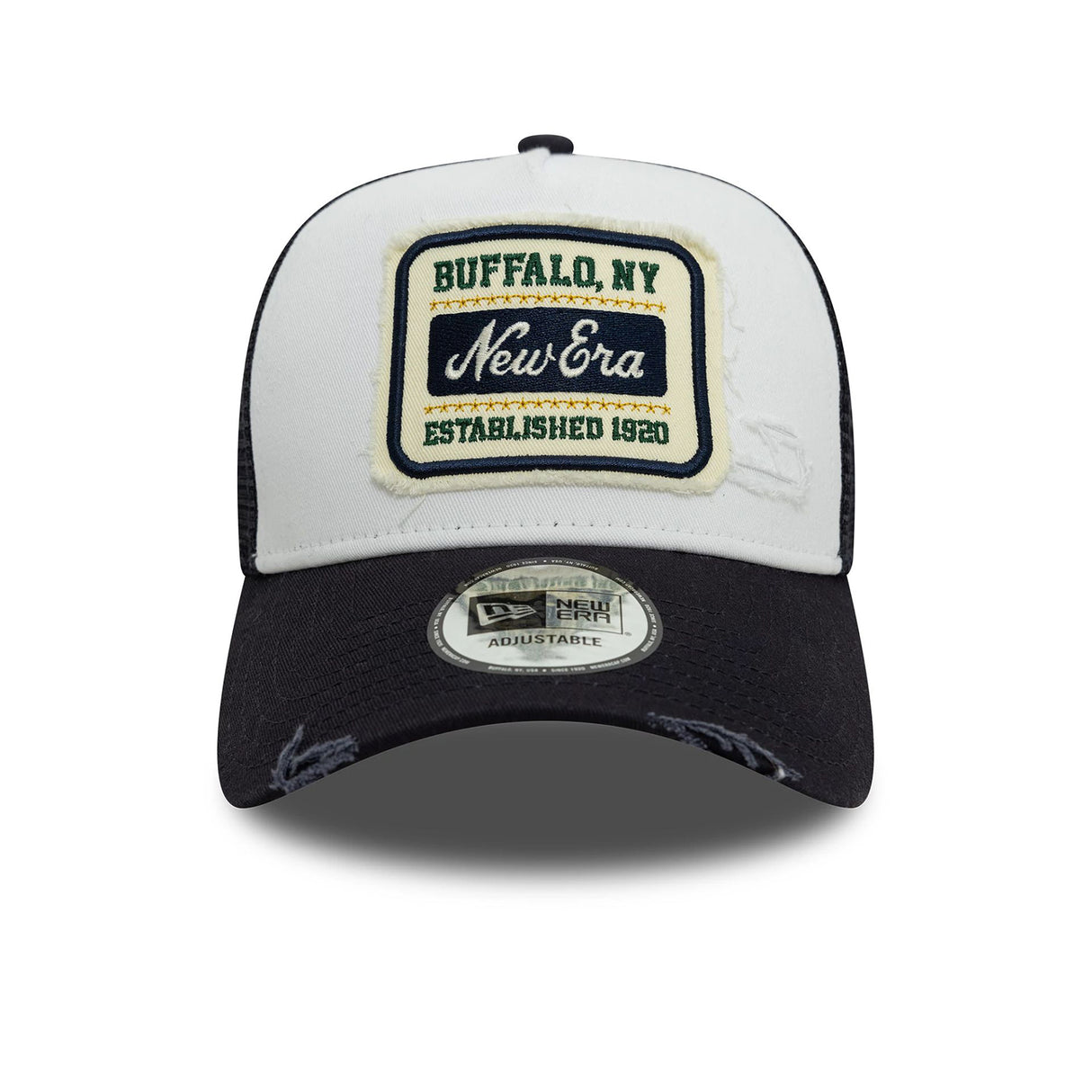 NEW ERA PATCH DISTRESSED WHITE 9FORTY A-FRAME TRUCKER ADJUSTABLE CAP