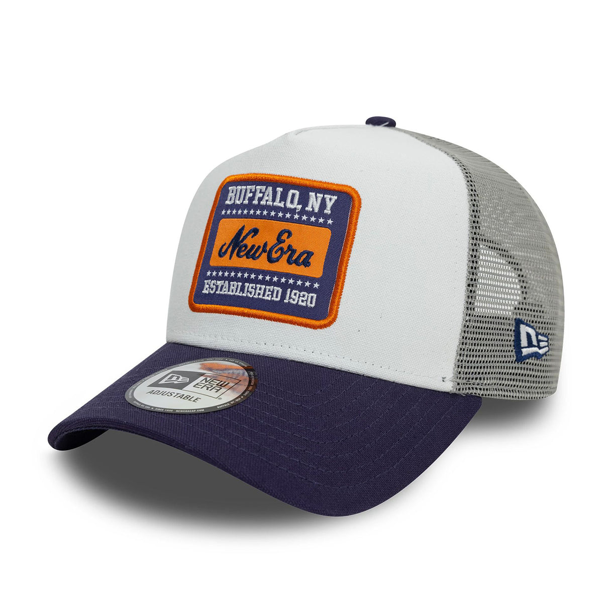 NEW ERA PATCH COTTON CANVAS WHITE 9FORTY A-FRAME TRUCKER ADJUSTABLE CAP