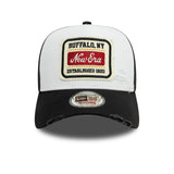 NEW ERA PATCH DISTRESSED WHITE & BLACK 9FORTY A-FRAME TRUCKER ADJUSTABLE CAP