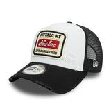 NEW ERA PATCH DISTRESSED WHITE & BLACK 9FORTY A-FRAME TRUCKER ADJUSTABLE CAP