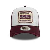NEW ERA PATCH DISTRESSED DARK RED 9FORTY A-FRAME TRUCKER ADJUSTABLE CAP