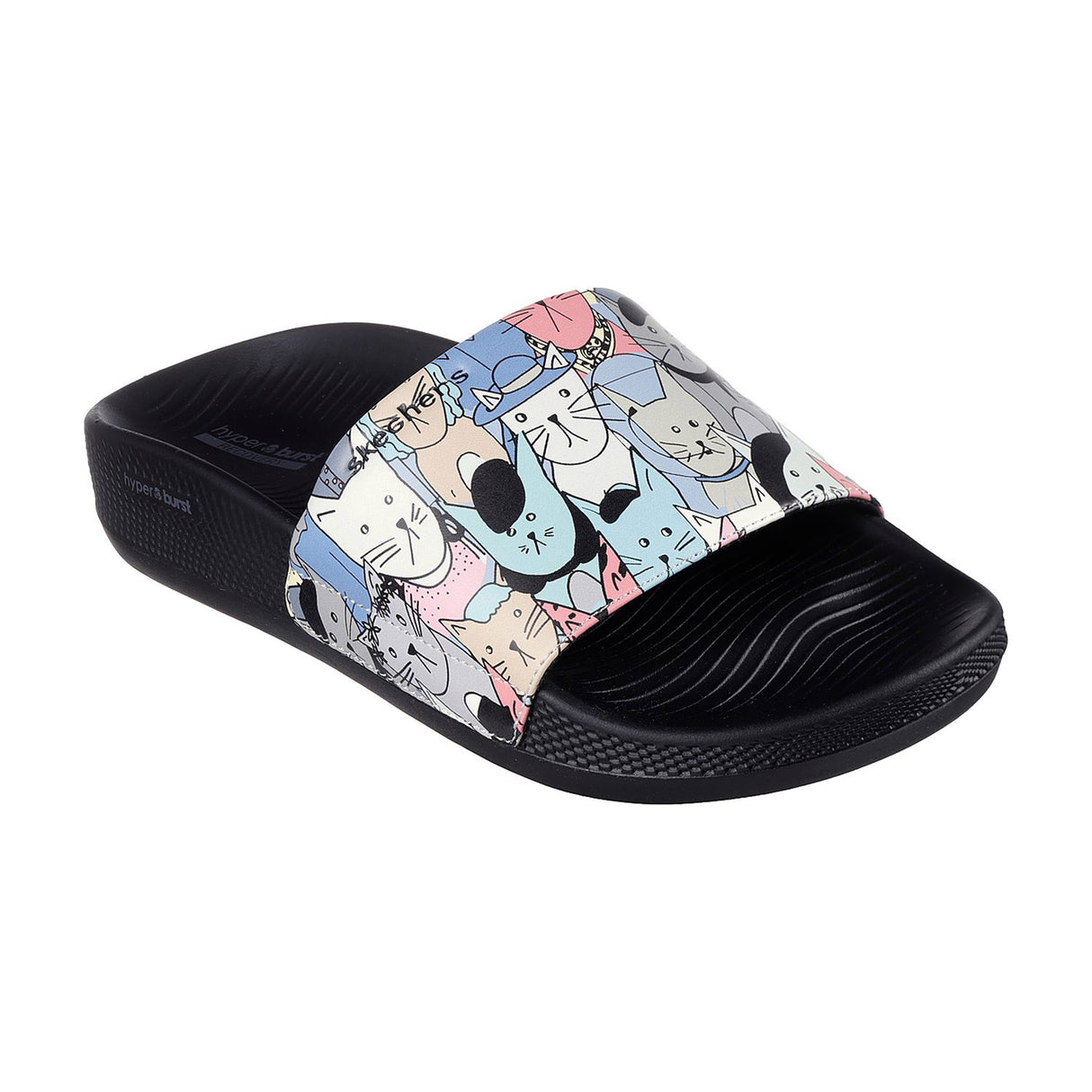 Skechers Women Black-multi Hyper Slide - Pawsome