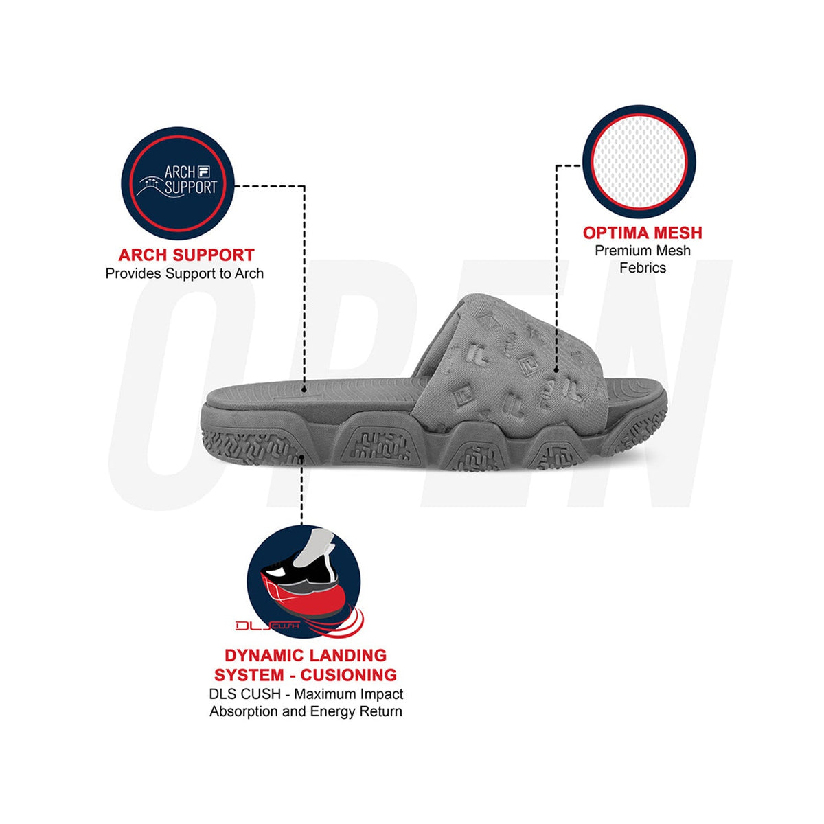 Fila Unisex Candor Grey Sliders