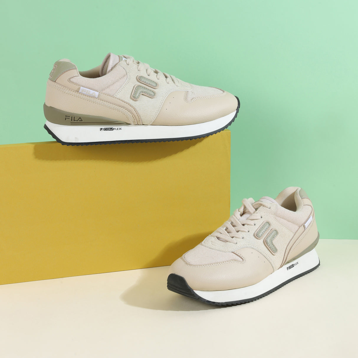 Fila Men Beige Retro-Jo Textile Shoes