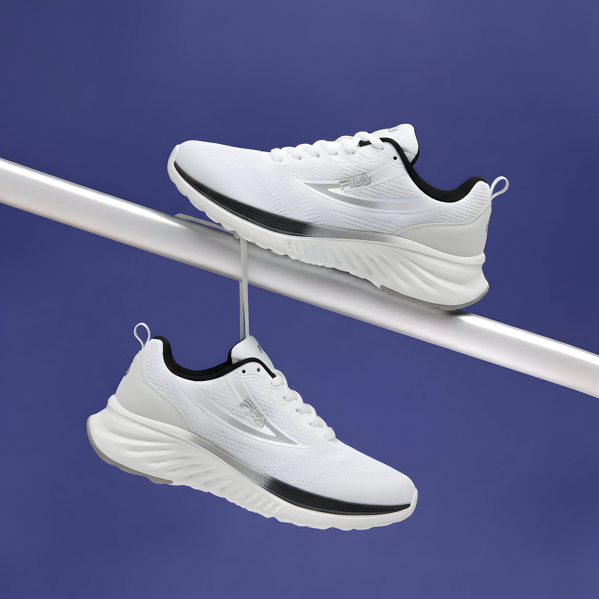 Fila Men White-Black Max Running Shoes