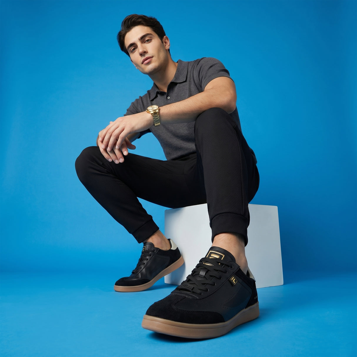 Fila Men Black-Grey Asher Suede Shoes