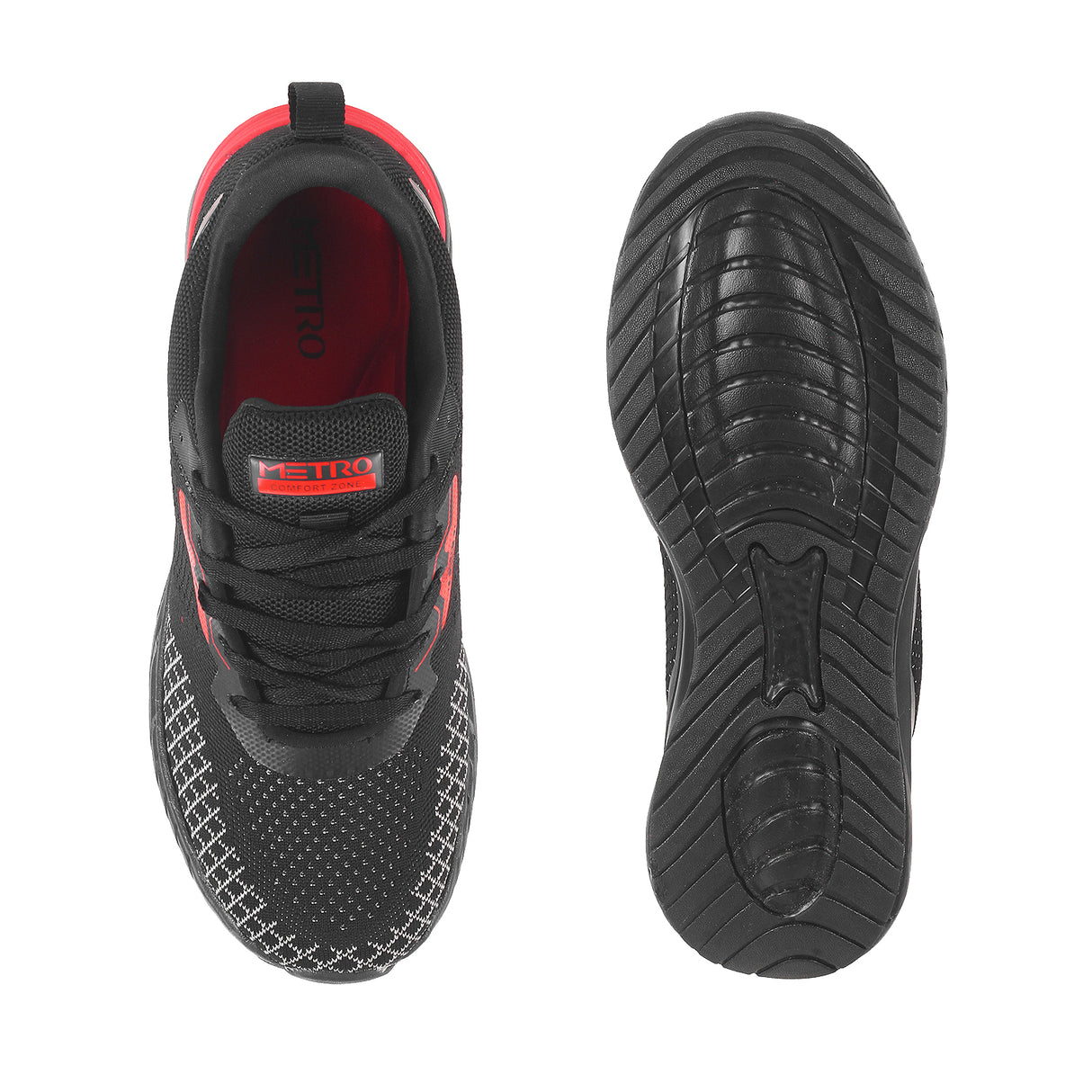 Metro Men Black Sports Walking Shoes