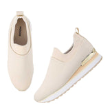 Mochi Women Beige Sports Walking Shoes