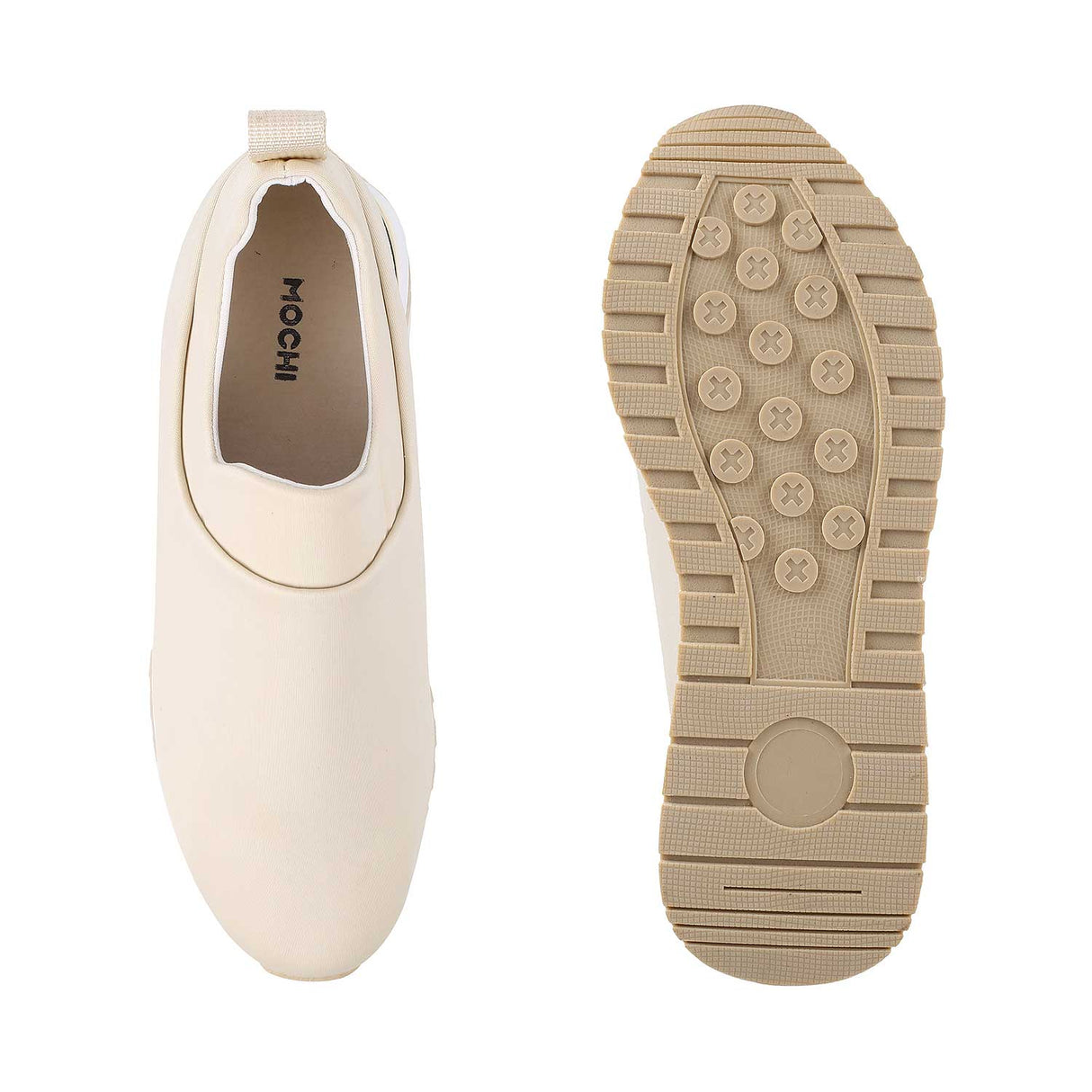 Mochi Women Beige Sports Walking Shoes