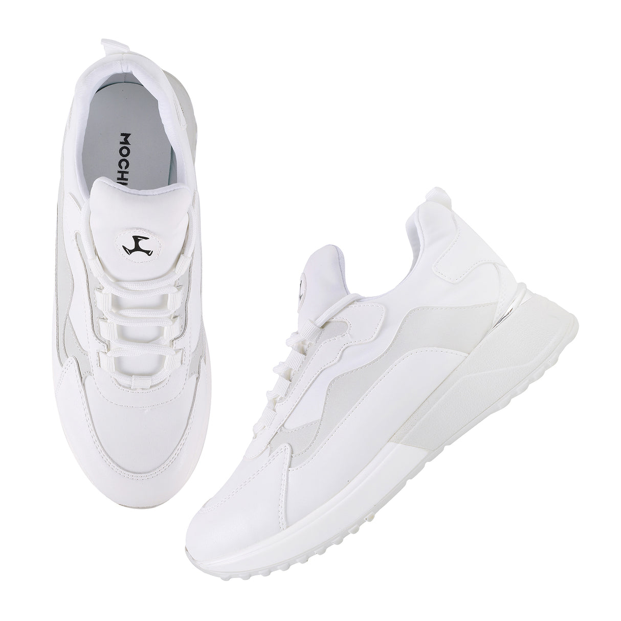 Mochi Women White Sports Walking Shoes