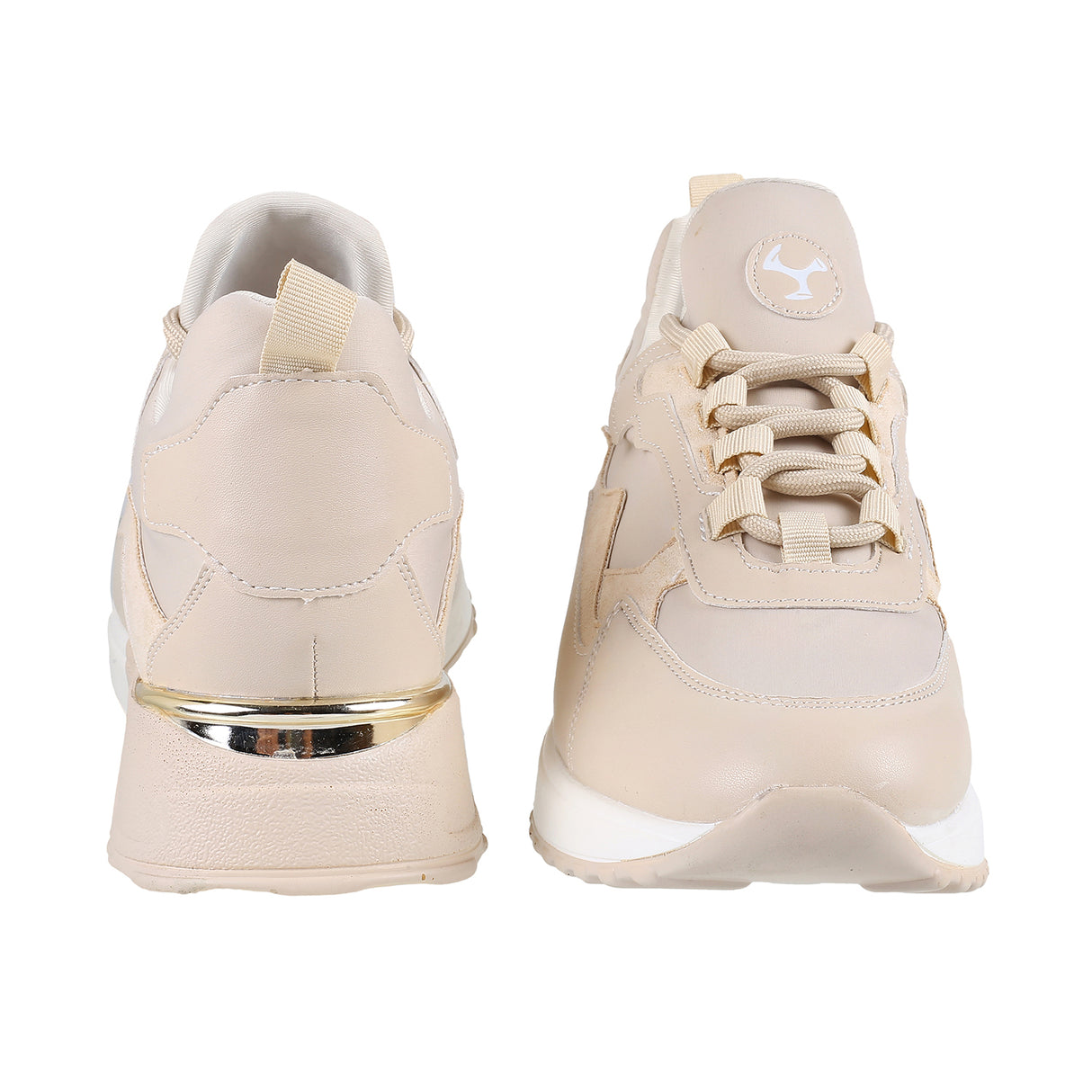 Mochi Women Beige Sports Walking Shoes