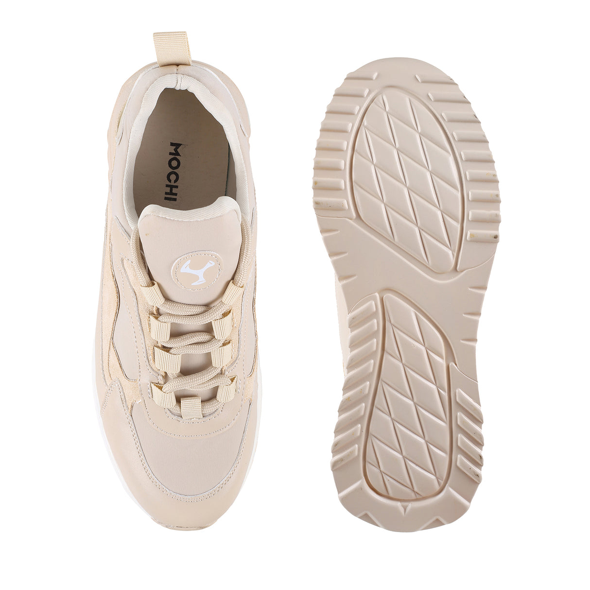 Mochi Women Beige Sports Walking Shoes