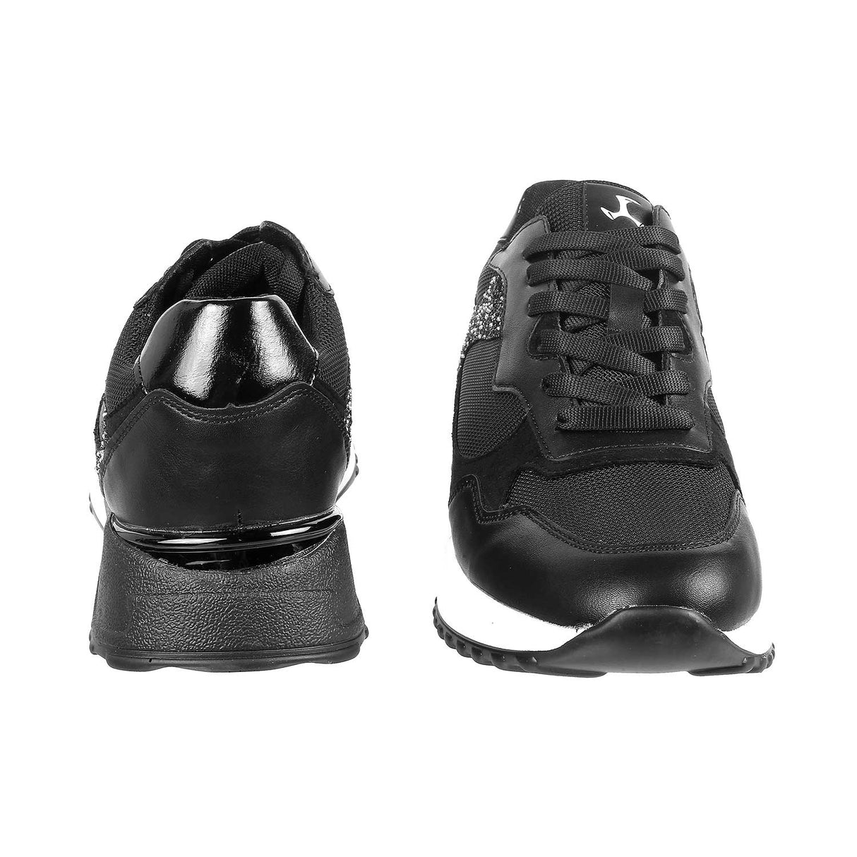 Mochi Women Black Sports Walking Shoes