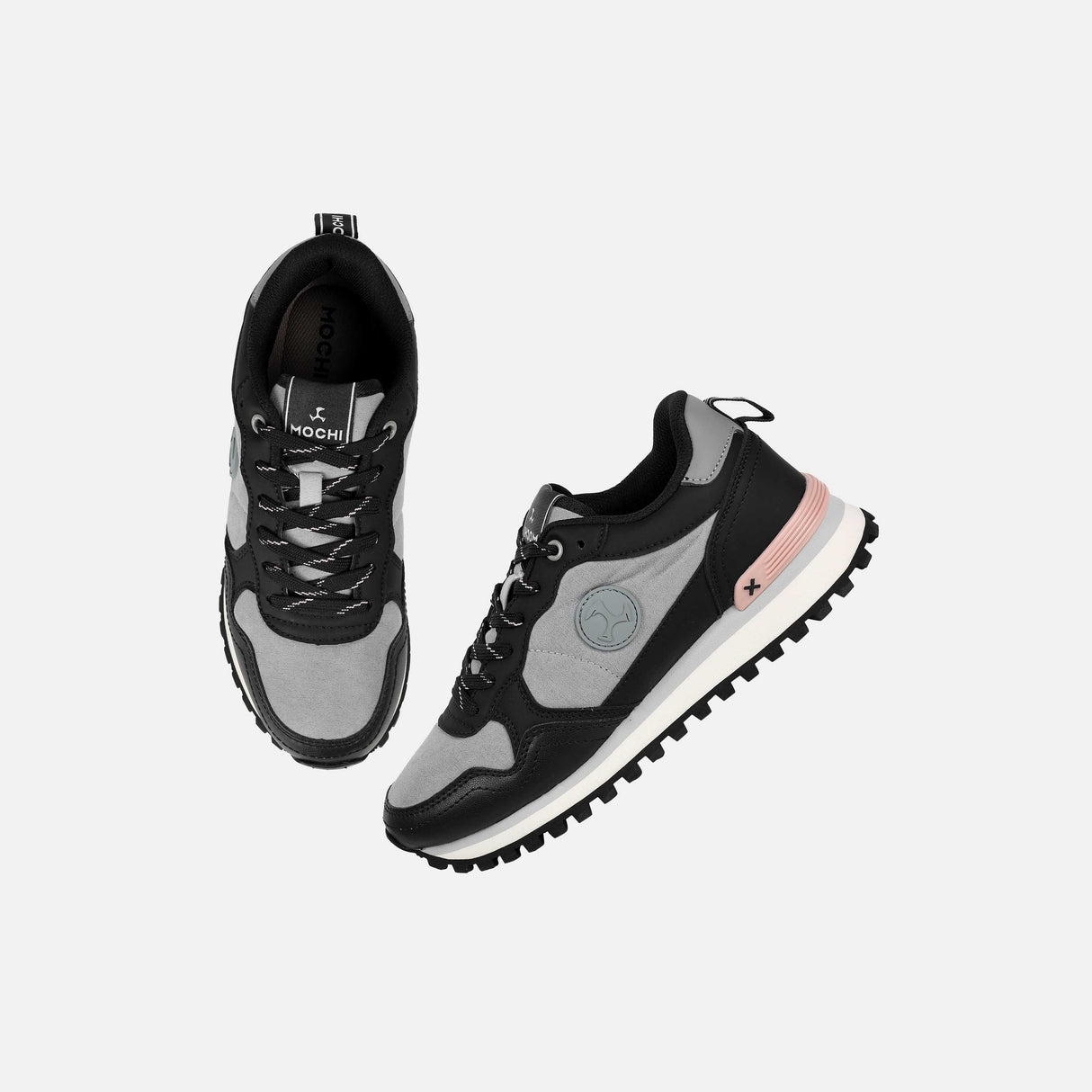 Mochi Women Black Sports Walking Shoes