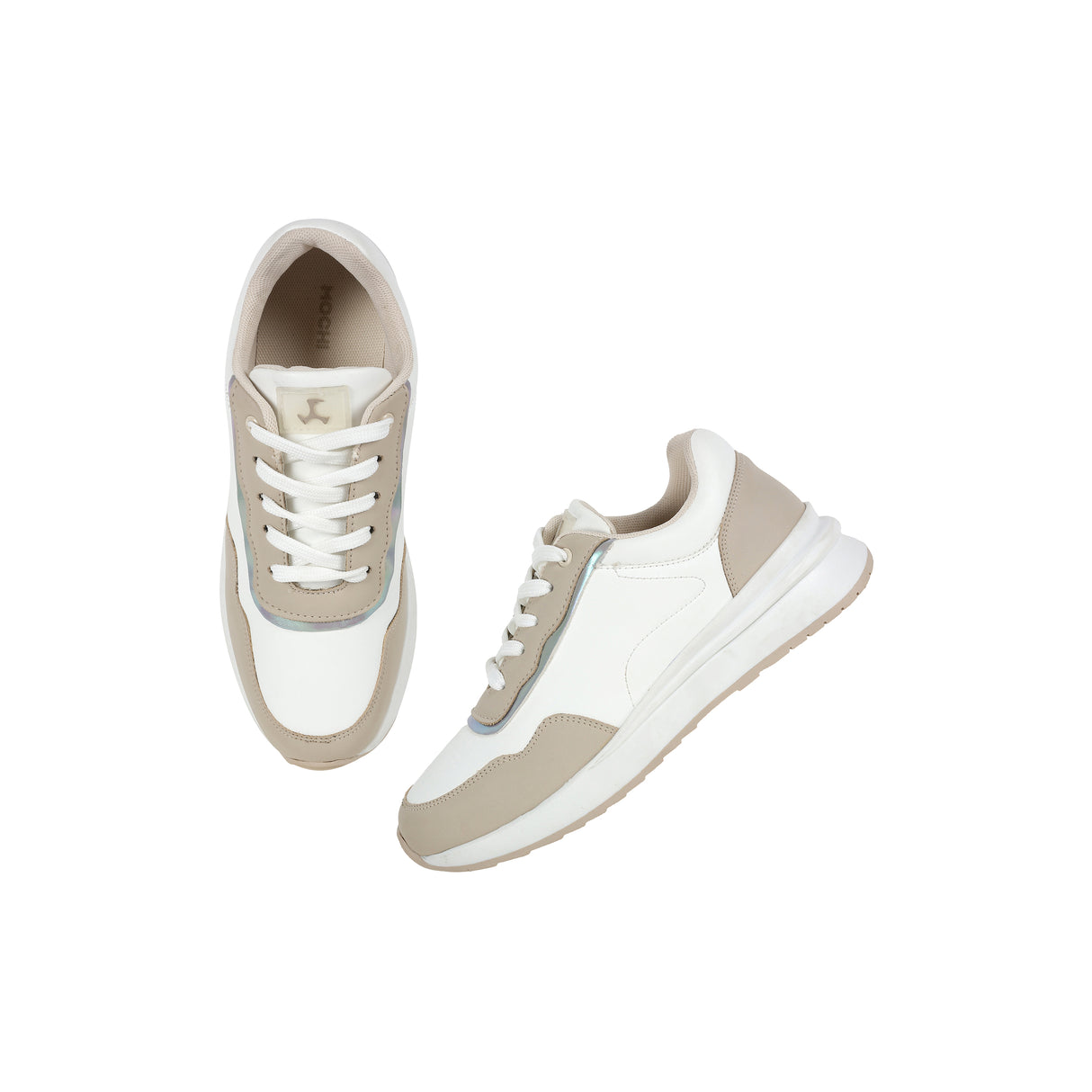 Mochi Women White Sports Walking Shoes