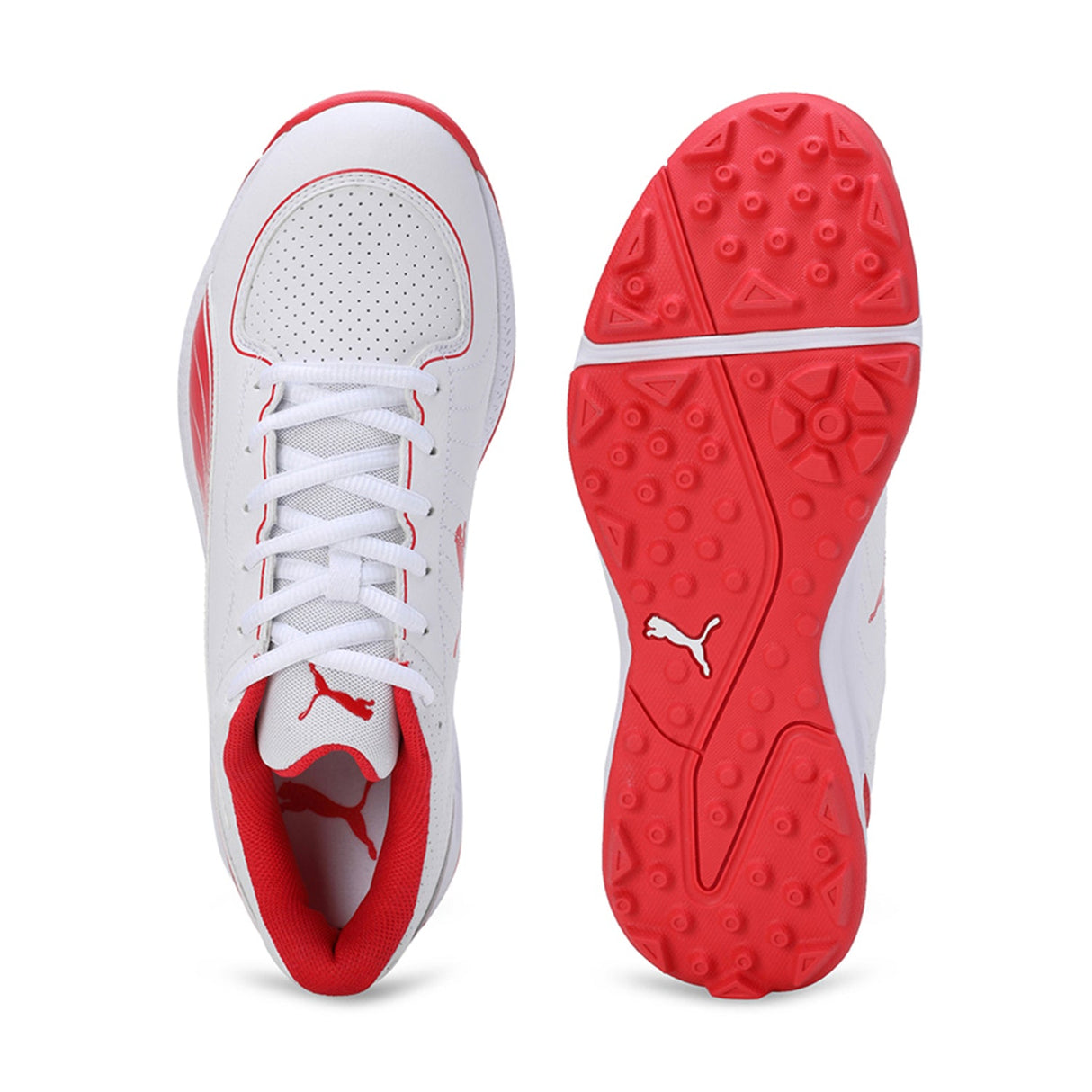 Puma Unisex White-red Sports-Cricket Shoes