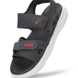 Puma Men Strong Grey-For All Time Red-Puma White Softride Seave Proplex Hook And Loop Sandals