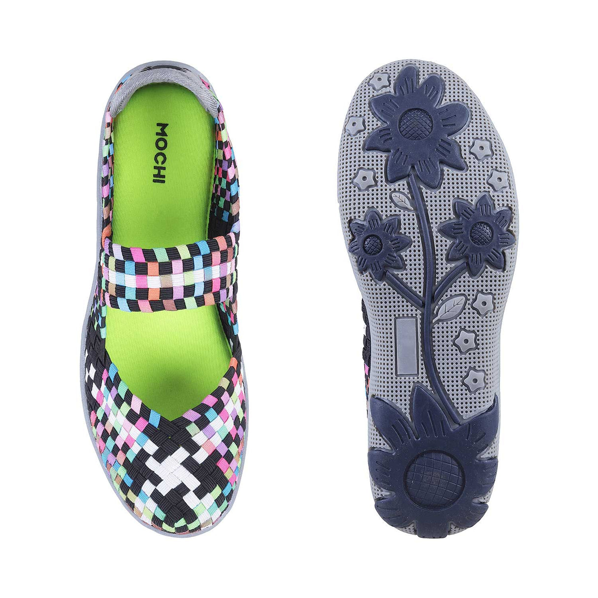 Mochi Women Black-Multi Casual Walking Shoes