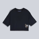 Fila Women Black Top & T-Shirt Boxy Loose Fit