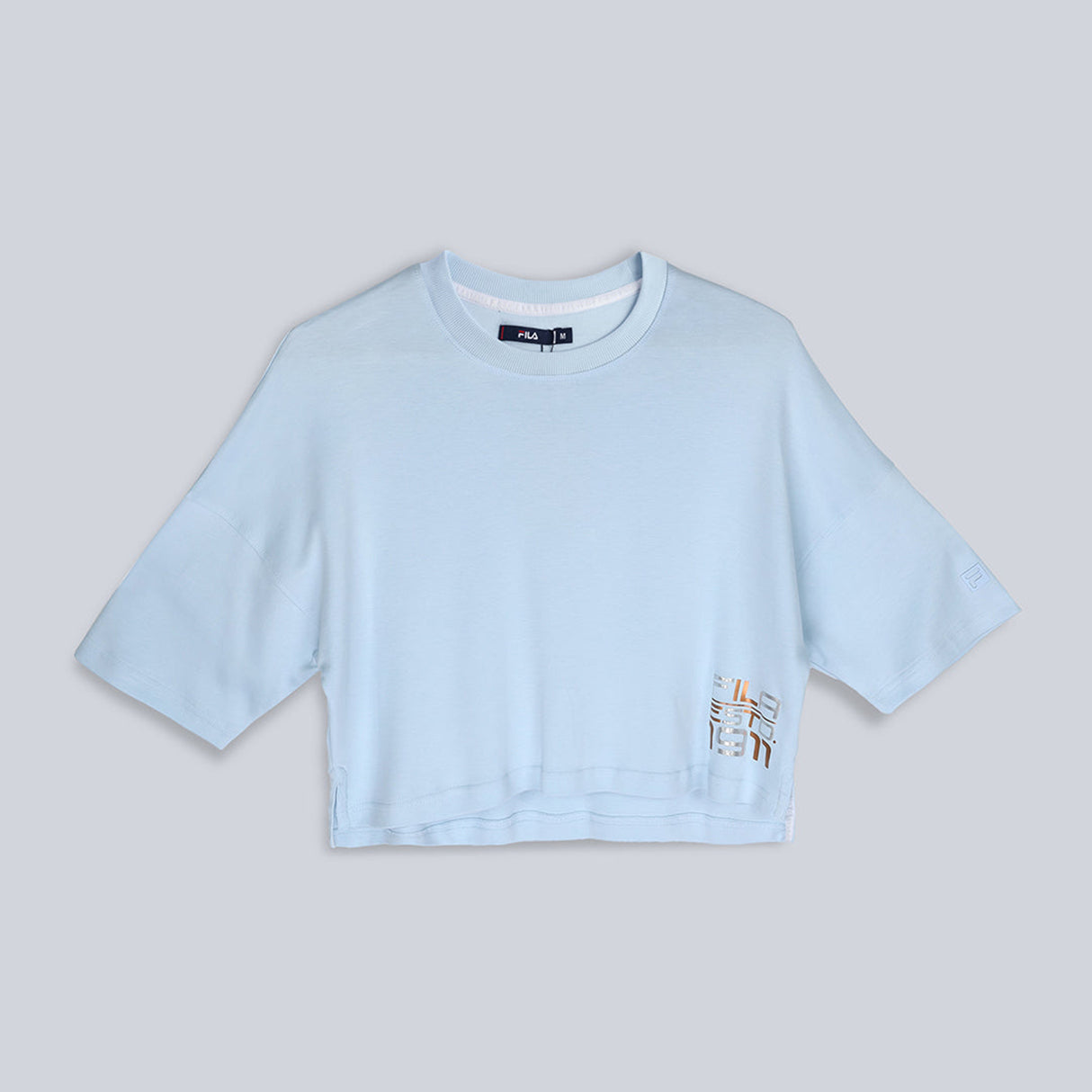 Fila Women Ice Blue Top & T-Shirt Boxy Loose Fit