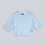 Fila Women Ice Blue Top & T-Shirt Boxy Loose Fit