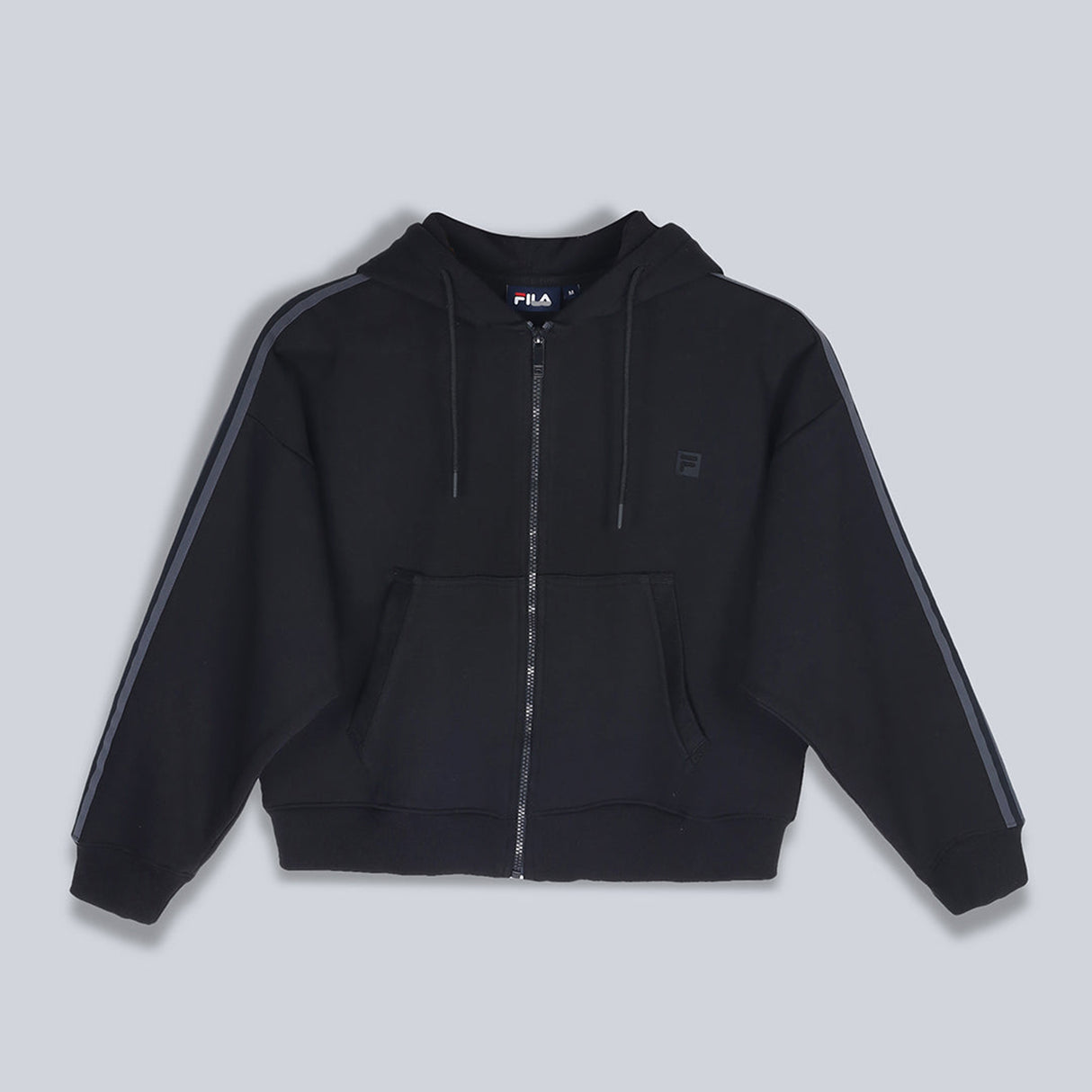 Fila Women Black Jacket Boxy Loose Fit